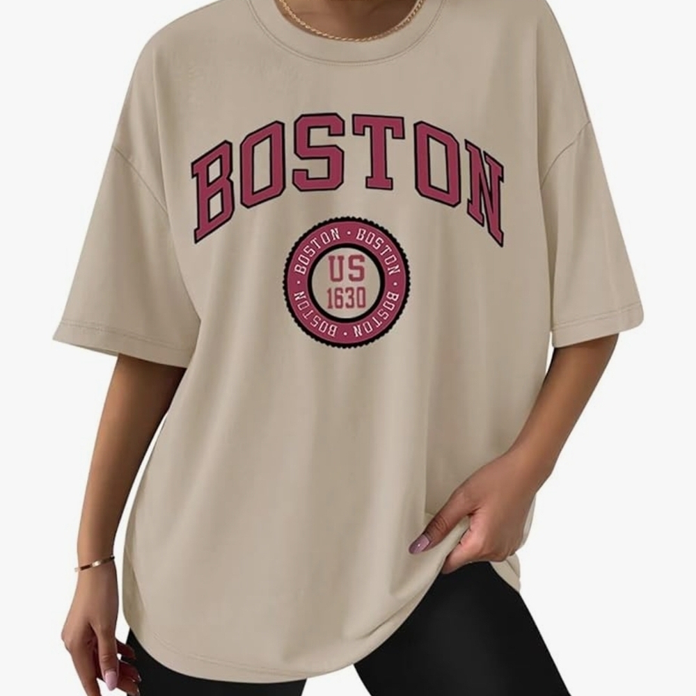 Boston Graphic Beige Women's Top